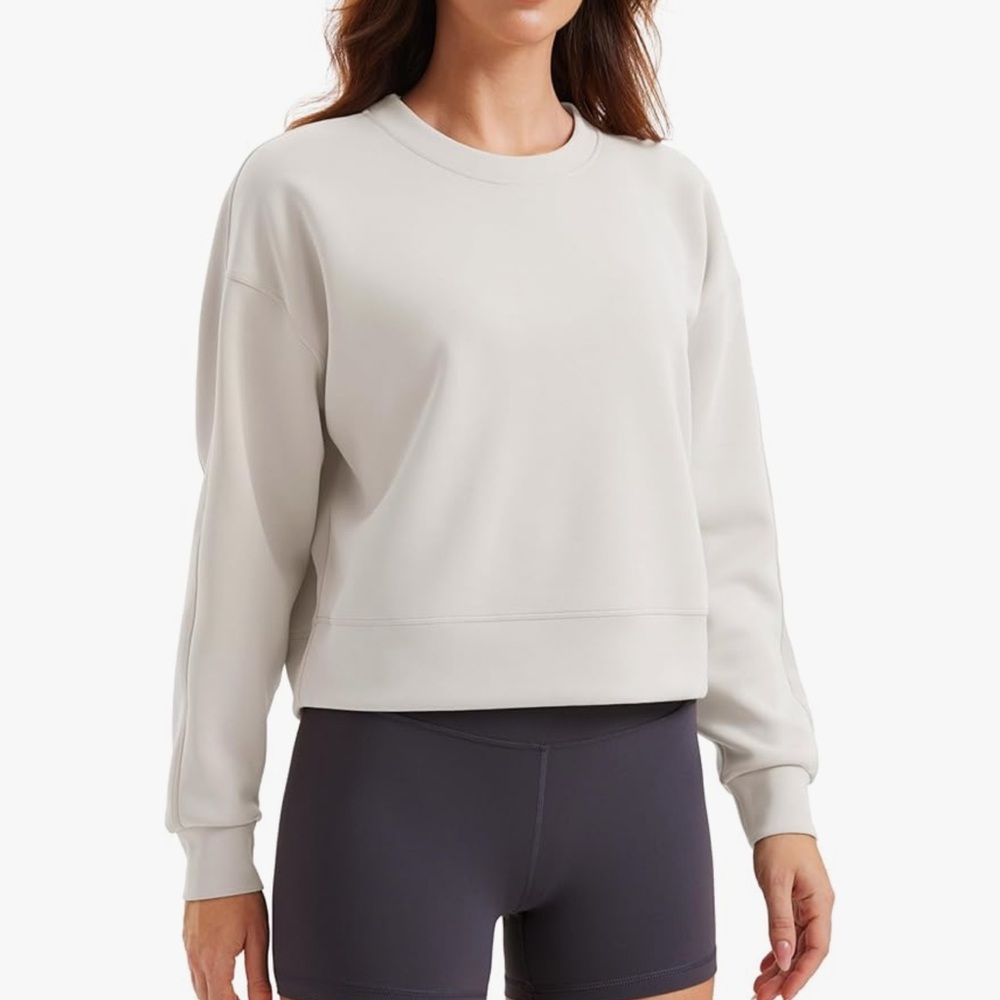 CRZ YOGA Cream Sweatshirt with Blue Buffalo Bills Glitter Lettering - Picture 4 of 7